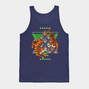 Double Tiger Retro Background Tank Top